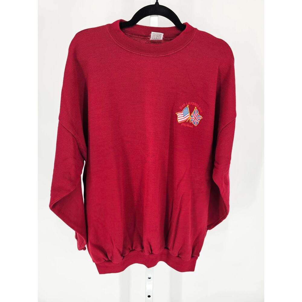 Vintage 1990s Mens Sz XXL RAF Lakenheath England Sweatshirt Royal Air Force Red